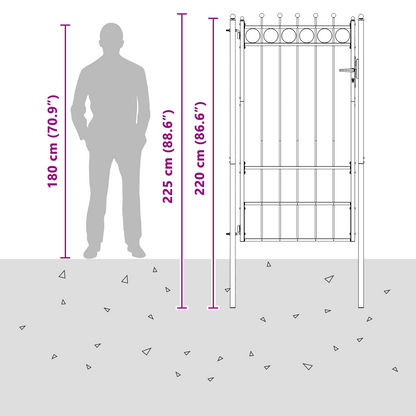 Fence Gate HORST 100 x 175 cm Metal Black Lockable