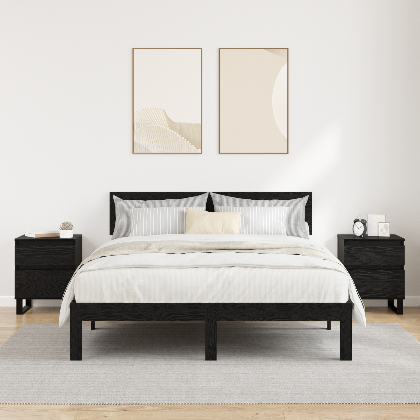 Bedside Cabinet 2 pcs Black Oak 40 x 35 x 50 cm Engineered Wood