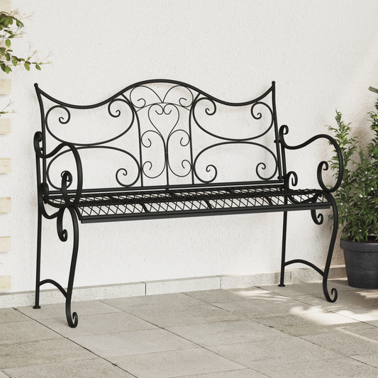 Garden Bench 2-Seater 114 x 56.5 x 90 cm Steel Black