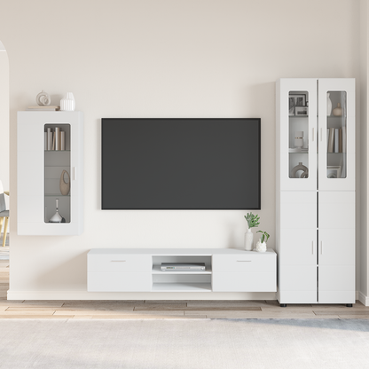 TV Cabinet Set with Drawer FLORIN 3 pcs White Engineered Wood