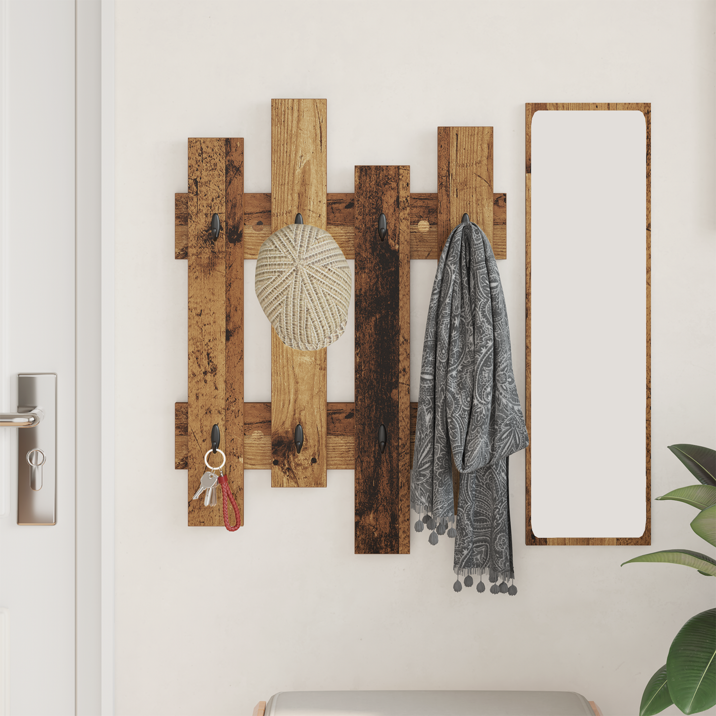 Wall-Mounted Coat Rack Old Wood 60 x 3 x 82 cm Engineered wood
