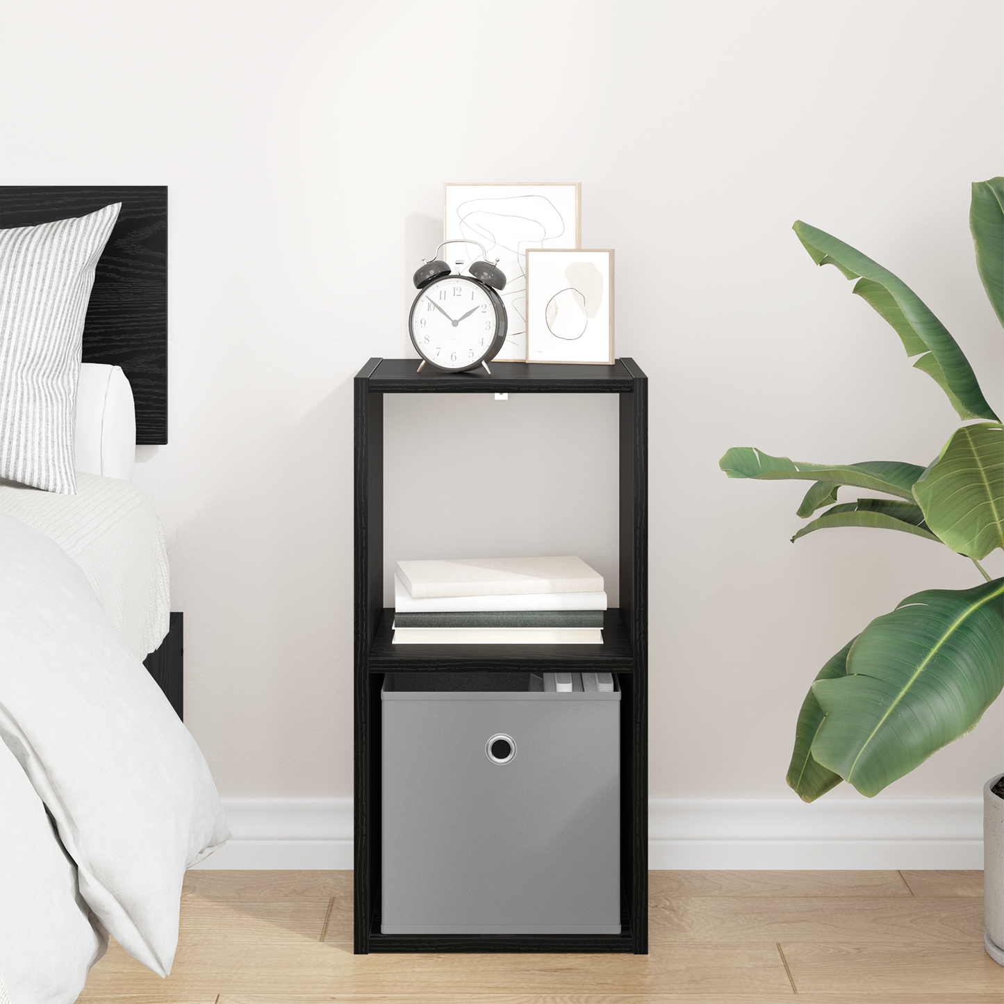 Bedside Table Black Oak 30.5 x 27 x 59.5 cm Engineered Wood