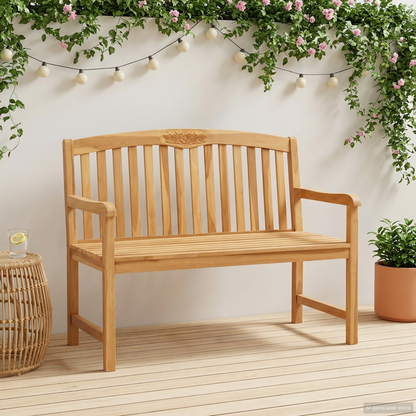 Handcarved Rose Bench 114 x 60.5 x 95 cm Solid Teak Wood