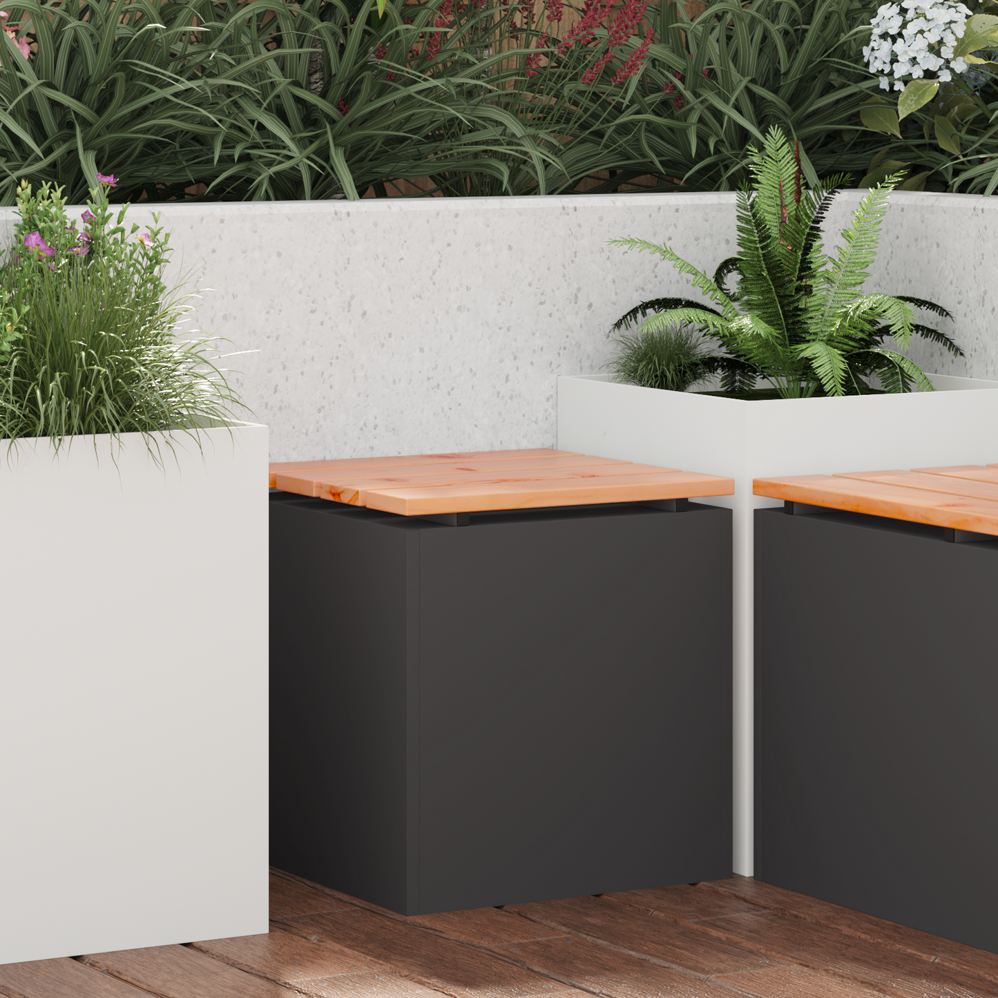 Garden Bench Black 40 x 40 x 43 cm Steel