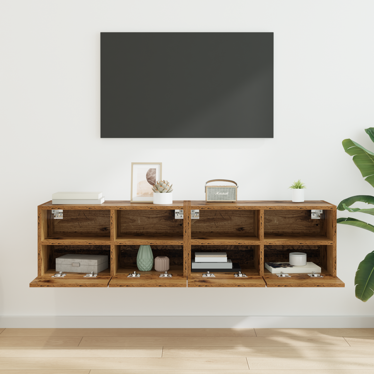 TV Wall Cabinets 2 pcs Old Wood 60 x 30 x 30 cm Engineered Wood