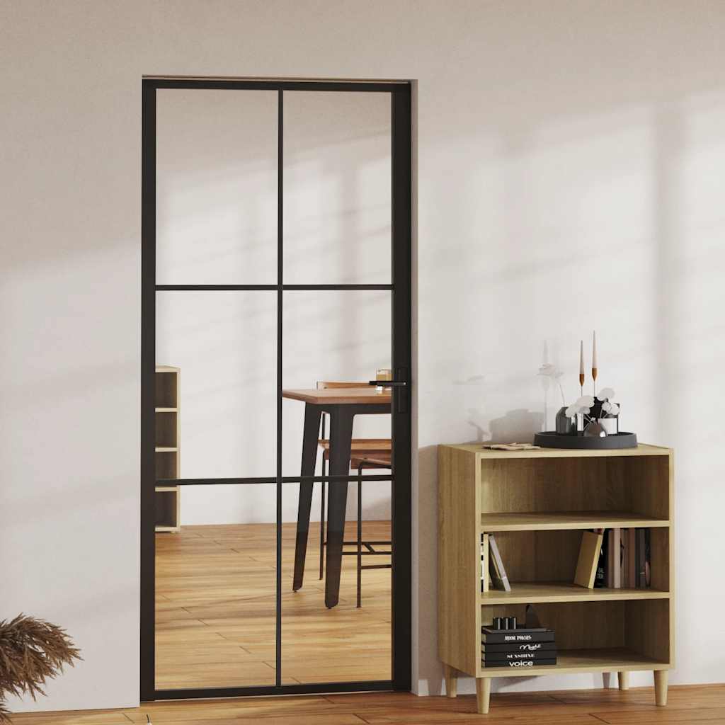 Interior Door ESG Glass and Aluminium 93x201,5 cm Black