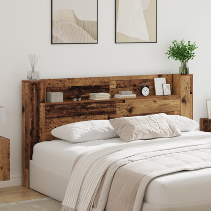 Storage Headboard with LED Old Wood Engineered Wood
