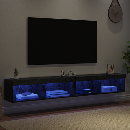 TV Cabinet Set 2 pcs Black Oak 100 x 30 x 30 cm Engineered Wood