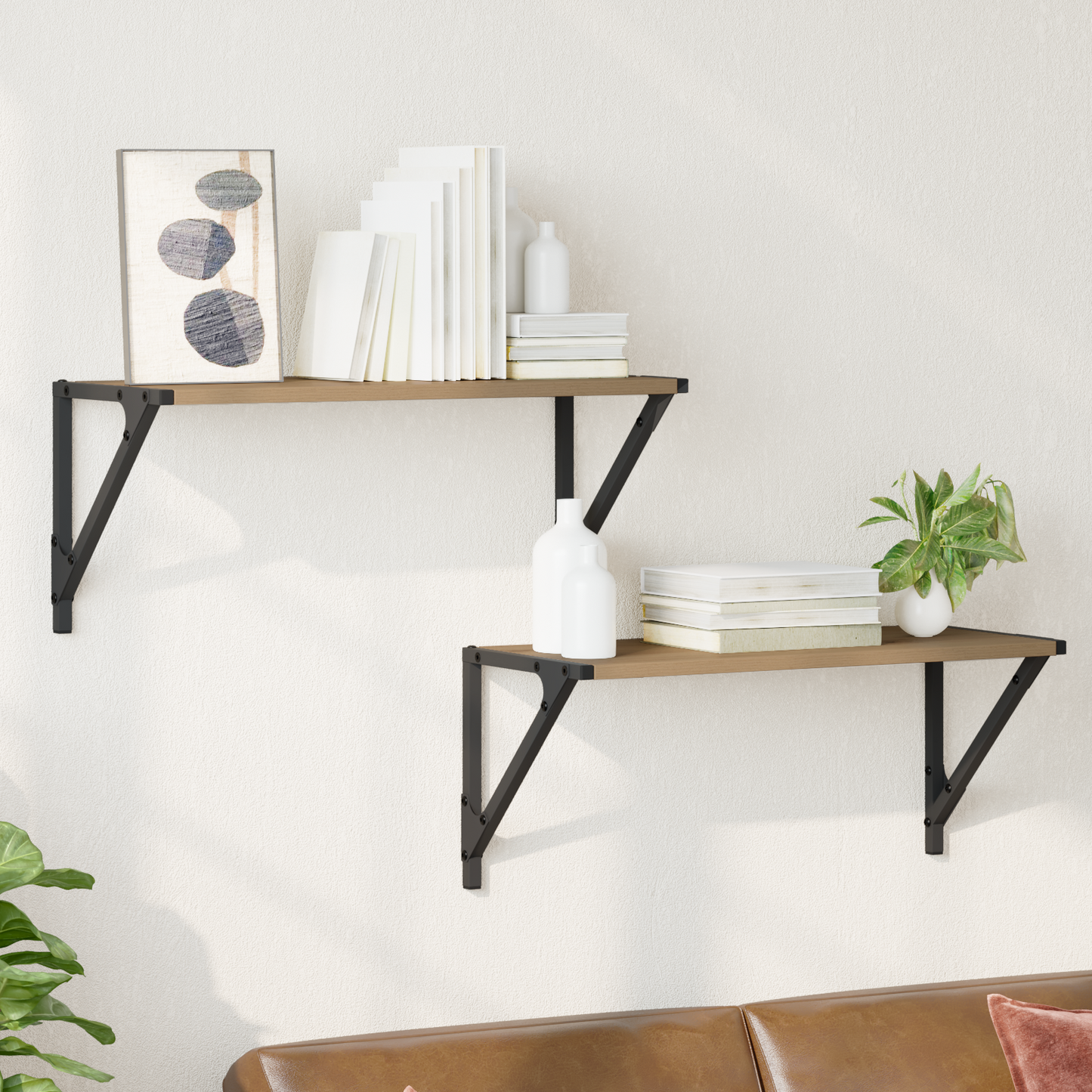 Wall Shelves with Shelf 2 pcs Artisan Oak 60 x 25 x 25.5 cm