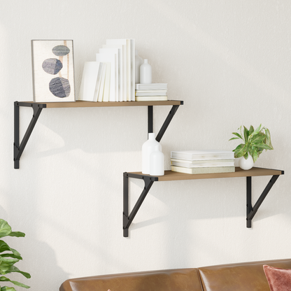 Wall Shelves with Shelf 2 pcs Artisan Oak 60 x 25 x 25.5 cm