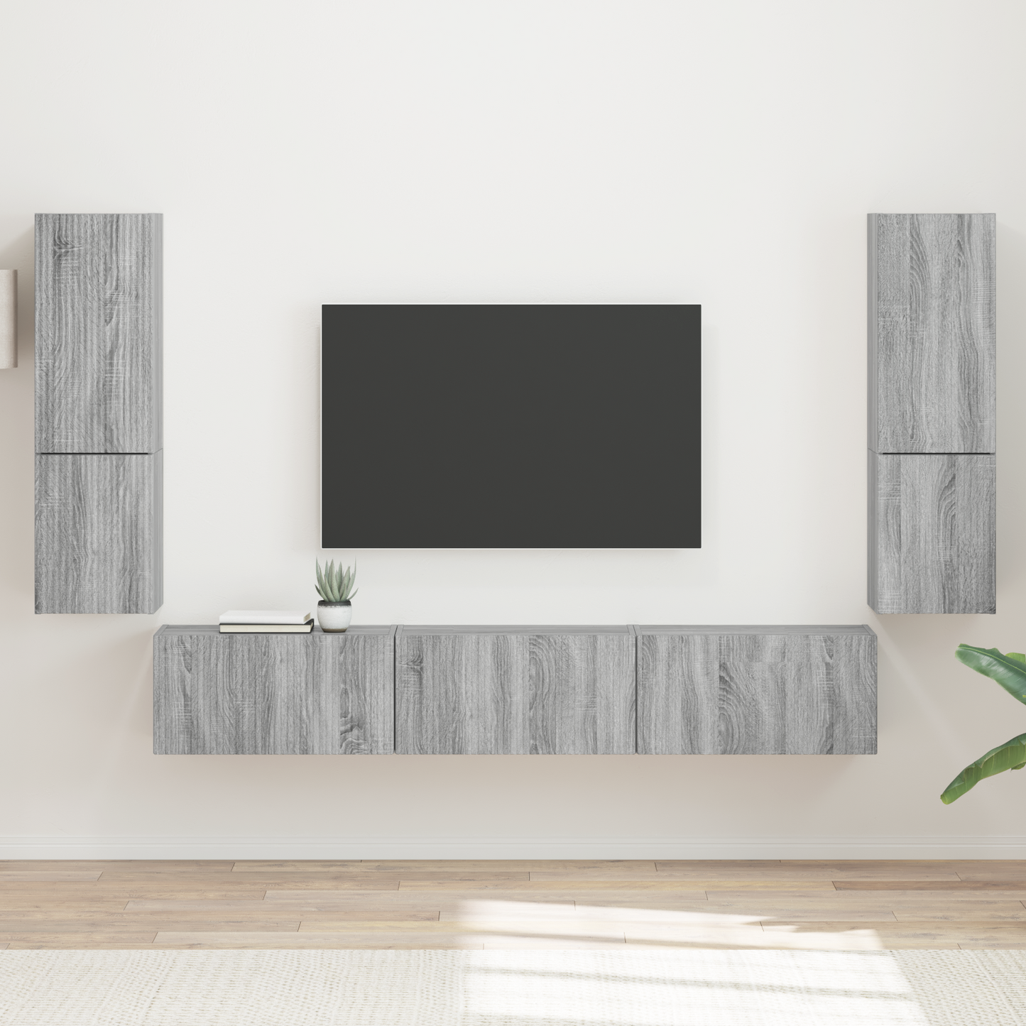 TV Cabinet Set Wall-mounted 4 pcs Grey Sonoma Engineered Wood