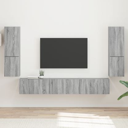 TV Cabinet Set Wall-mounted 4 pcs Grey Sonoma Engineered Wood