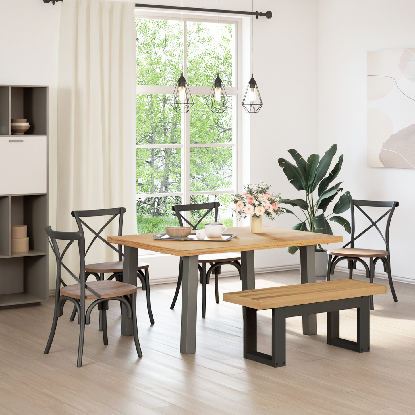Dining Bench NOAIN 120 x 41 x 45 cm Solid Pine Wood Natural