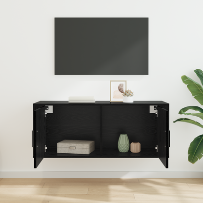 Wall Mounted TV Cabinet Black Oak 100 x 34.5 x 40 cm