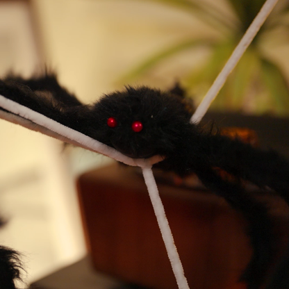 Halloween Spider Decoration with Webs 2 pcs Black and white