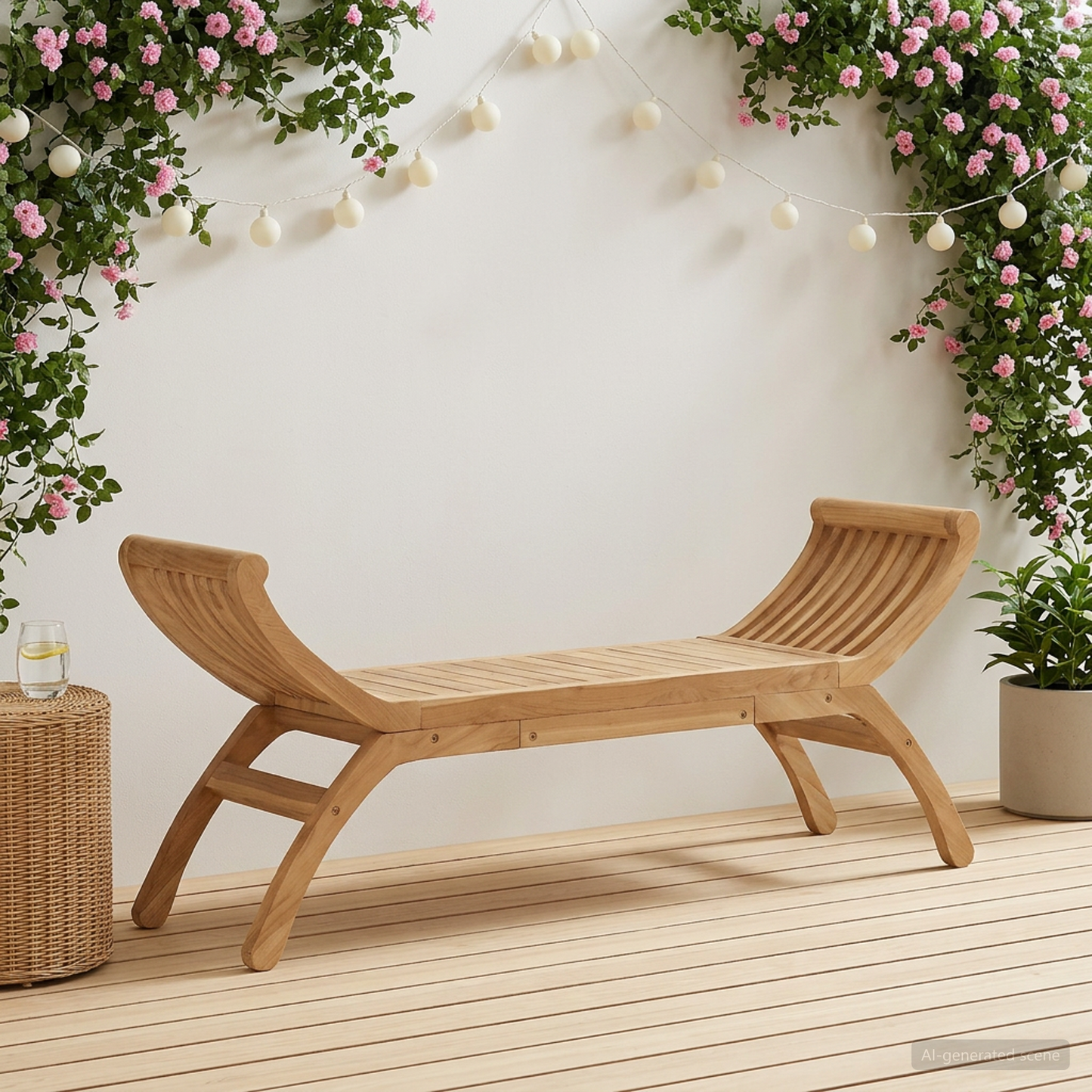 Garden Bench 2 -Seater 126 cm Solid Teak Wood Natural