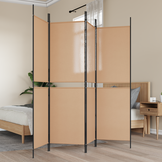 4-Panel Room Divider Beige 200 x 180 cm Fabric
