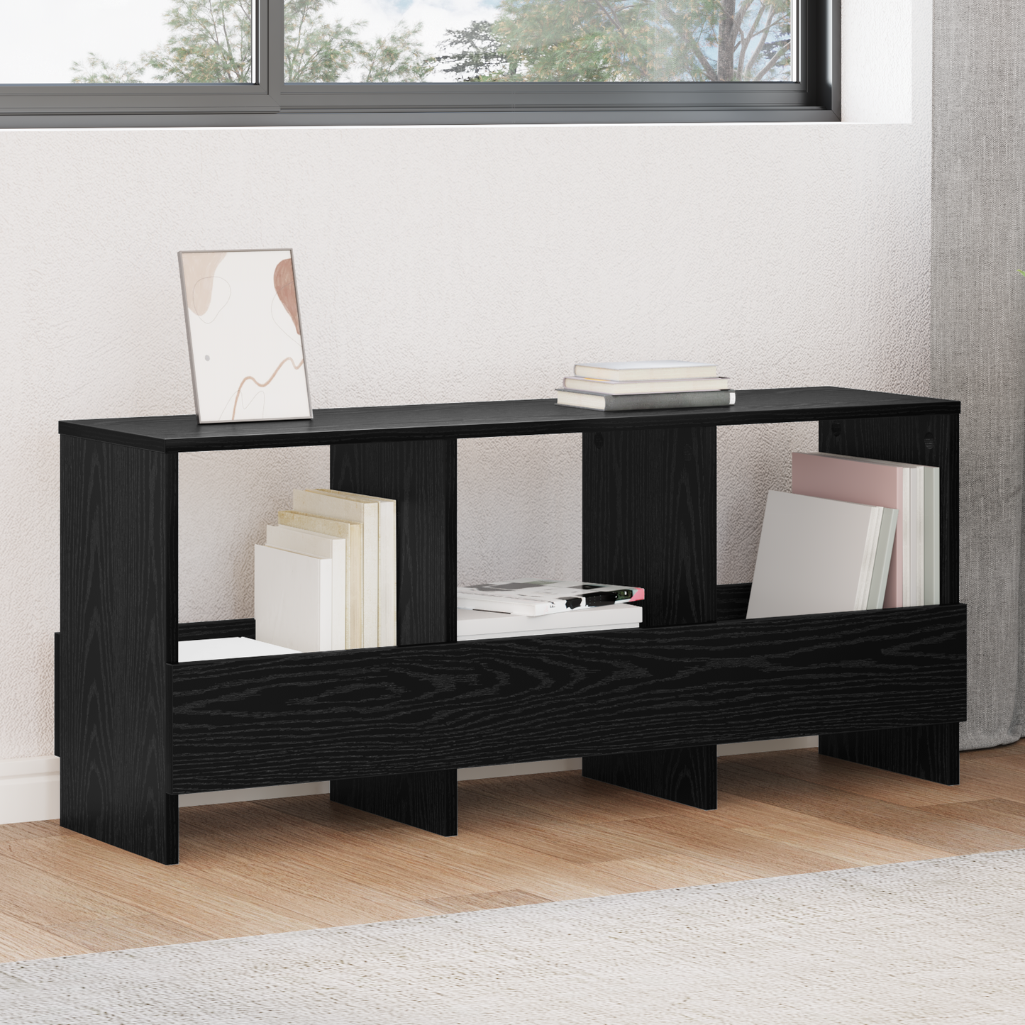 Magazine Rack Black Oak 102 x 30 x 45 cm