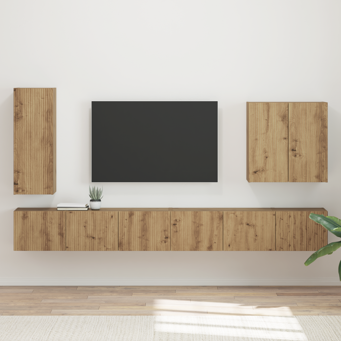 TV Wall Cabinet Set Wall-mounted 6 pcs Artisan Oak