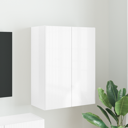 TV Wall Cabinet Wall-mounted High Gloss White 59.5 x 31 x 80 cm