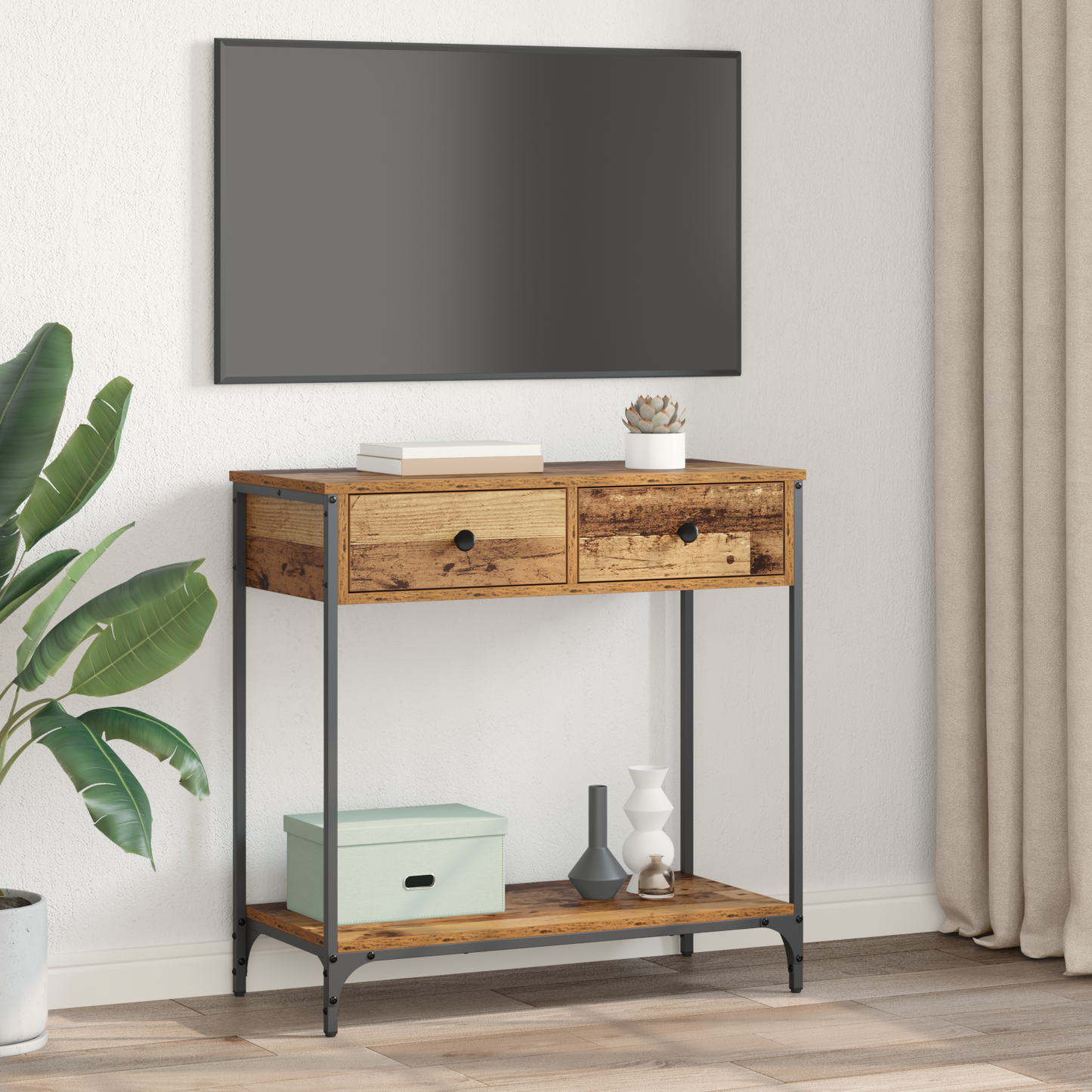 Console Table Old Wood 75 x 34.5 x 75 cm Engineered Wood