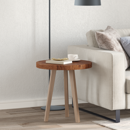 Table Top Light Brown Ø 50 x 4 cm Solid Oak Wood