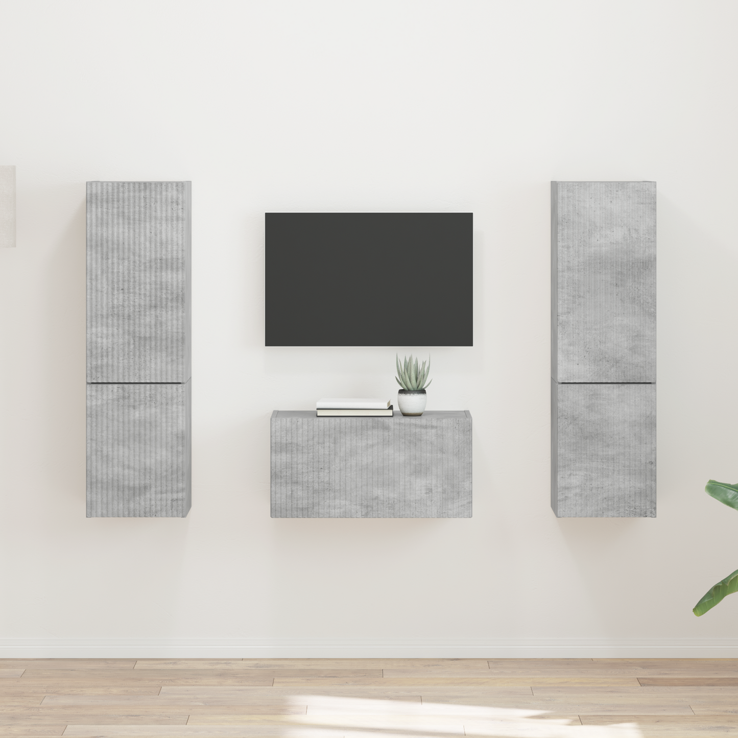TV Cabinet Set 5 pcs Concrete Grey Engineered Wood