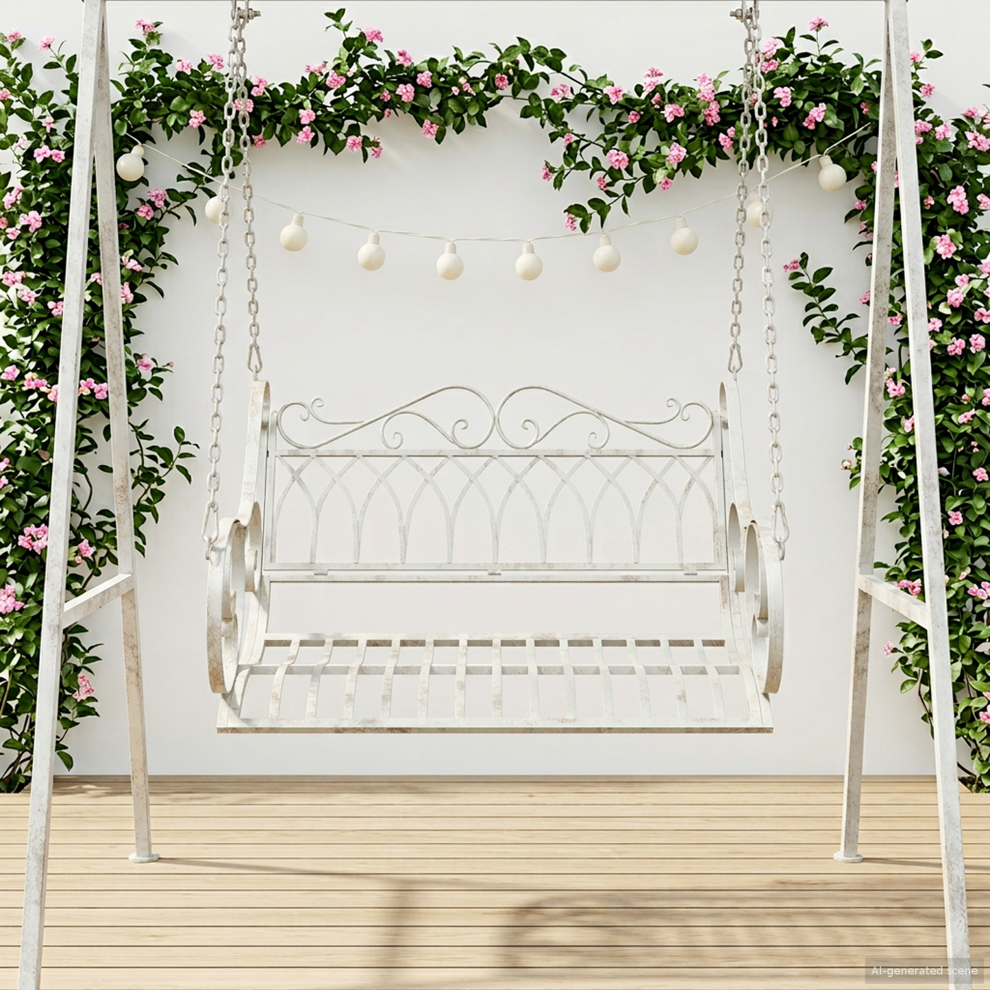 Swing Bench Steel 109 x 75 x 59 cm Antique White