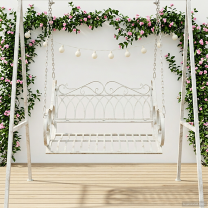 Swing Bench Steel 109 x 75 x 59 cm Antique White