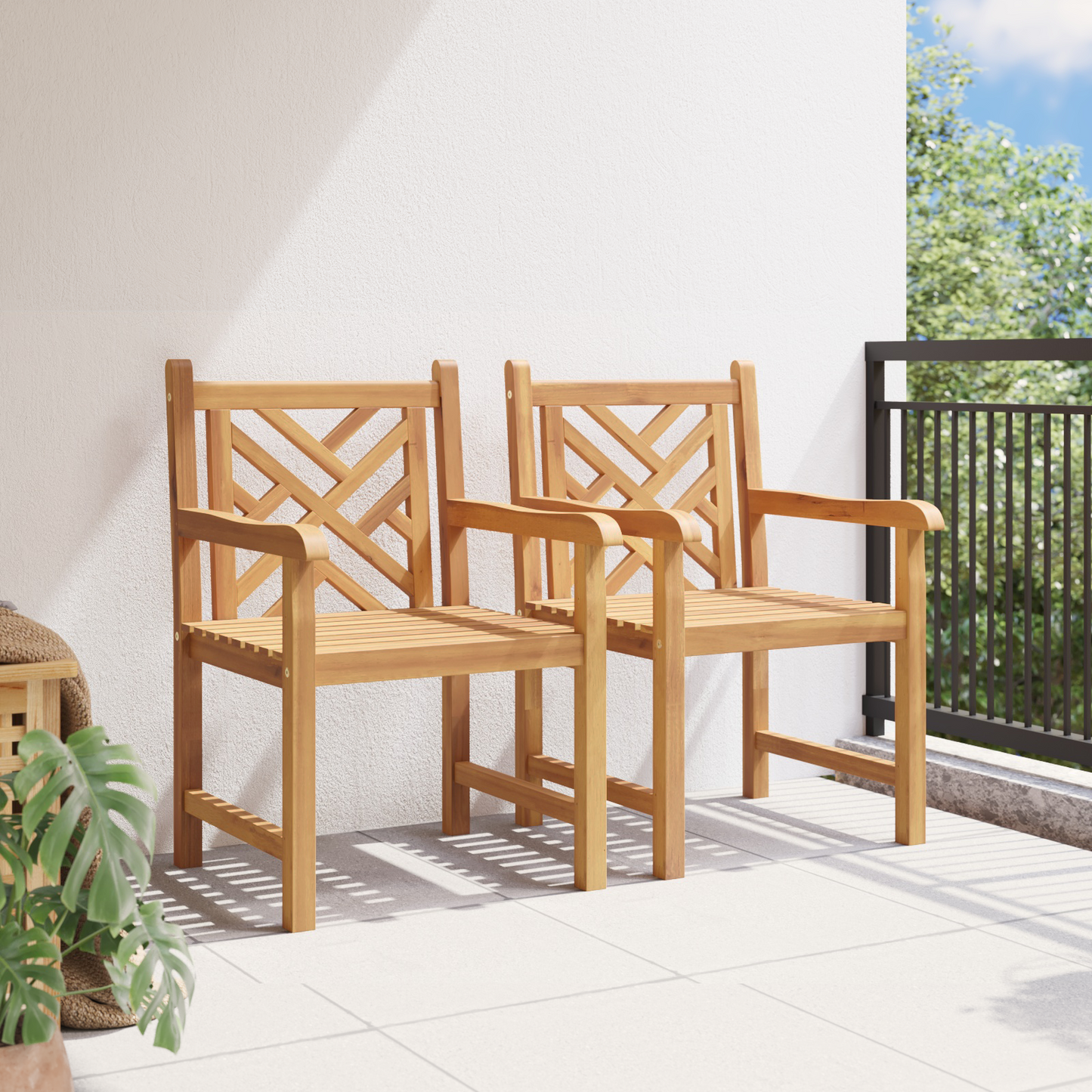 Garden Chair 2 pcs 60 x 58 x 90 cm Solid Teak Wood