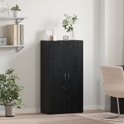 Office Cabinet Black Oak 60 x 32 x 115 cm Engineered Wood