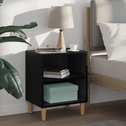Bed Cabinet Black Oak 40 x 30 x 50 cm Engineered Wood