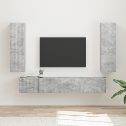 TV Cabinet Set Wall-mounted 3 pcs Concrete Grey Engineered Wood