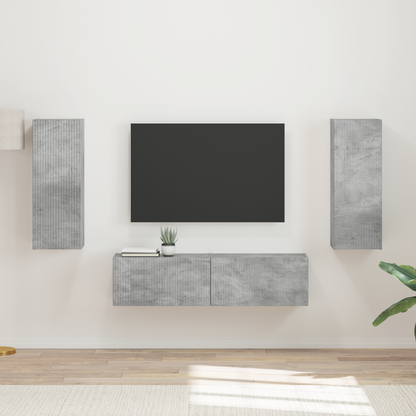 TV Cabinet Set Wall-mounted 2 pcs Concrete Grey Engineered Wood