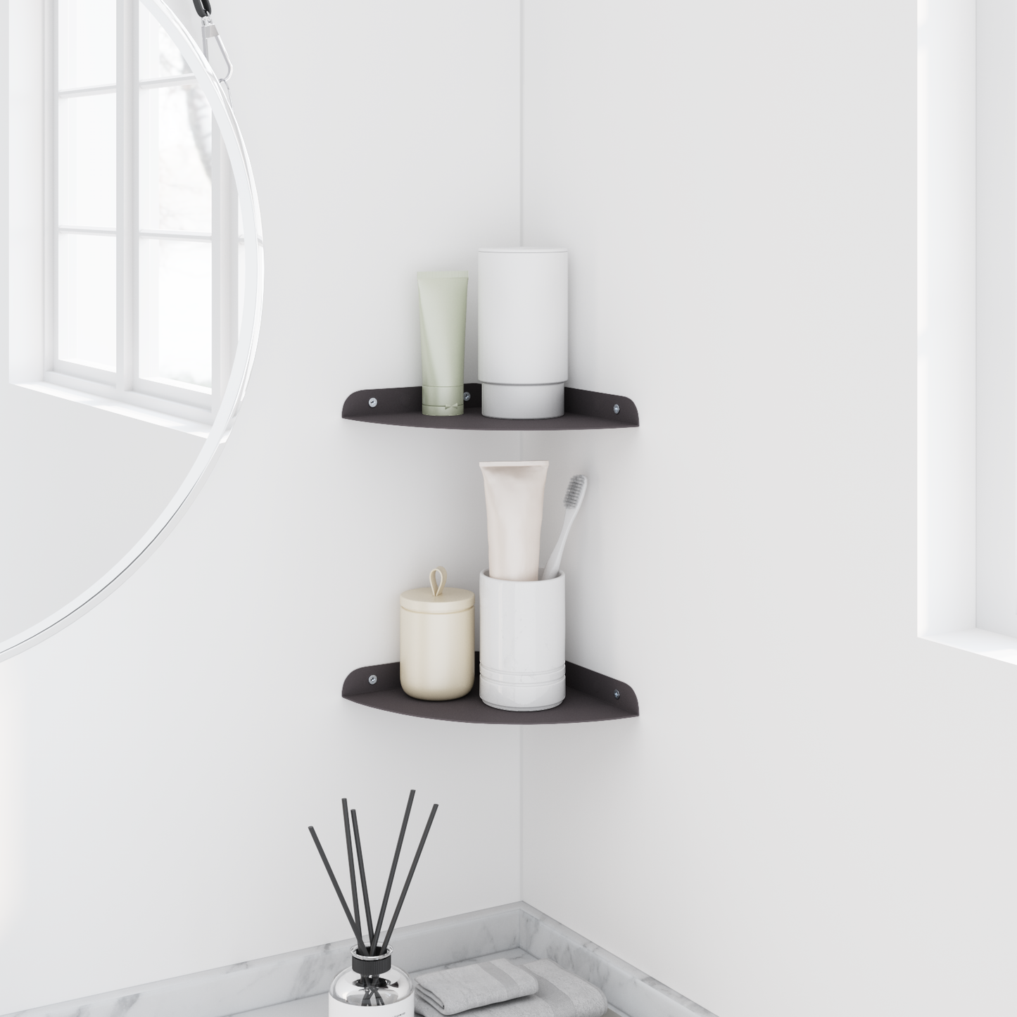 Floating Shelf with Shelf 2 pcs Black 18 x 18 x 2 cm