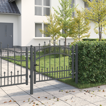 Fence Gate with Spear Top KAMPEN 103 x 75 cm Steel Grey