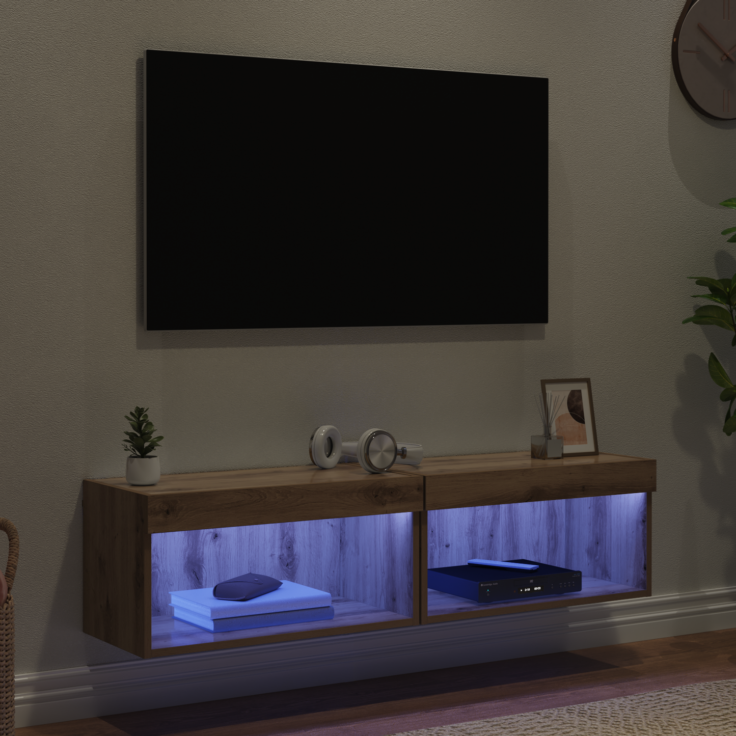 TV Cabinet Set with LED 2 pcs Artisan Oak 60 x 30 x 30 cm