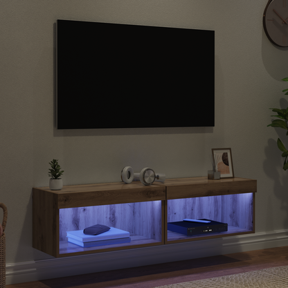TV Cabinet Set with LED 2 pcs Artisan Oak 60 x 30 x 30 cm