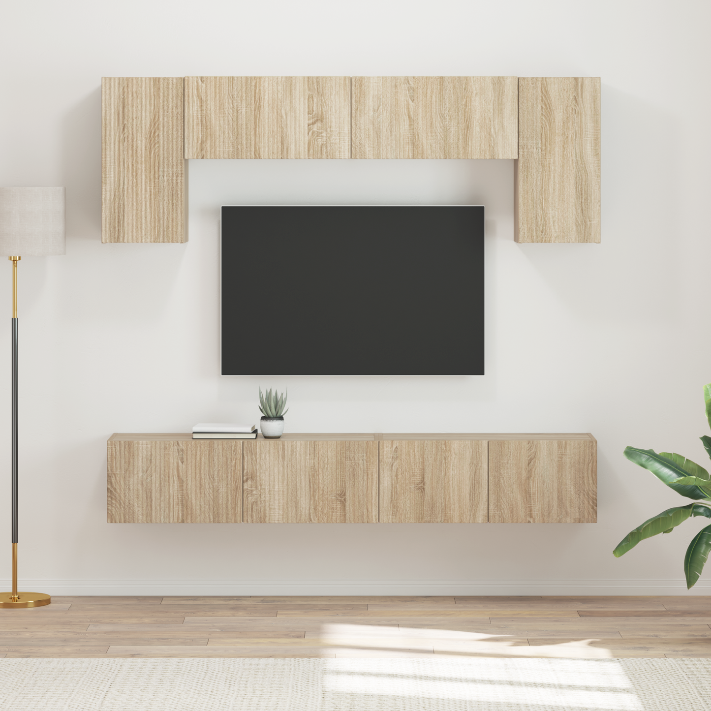 TV Cabinet Set Wall-mounted 4 pcs Sonoma Oak Engineered Wood
