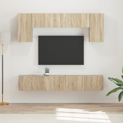 TV Cabinet Set Wall-mounted 4 pcs Sonoma Oak Engineered Wood
