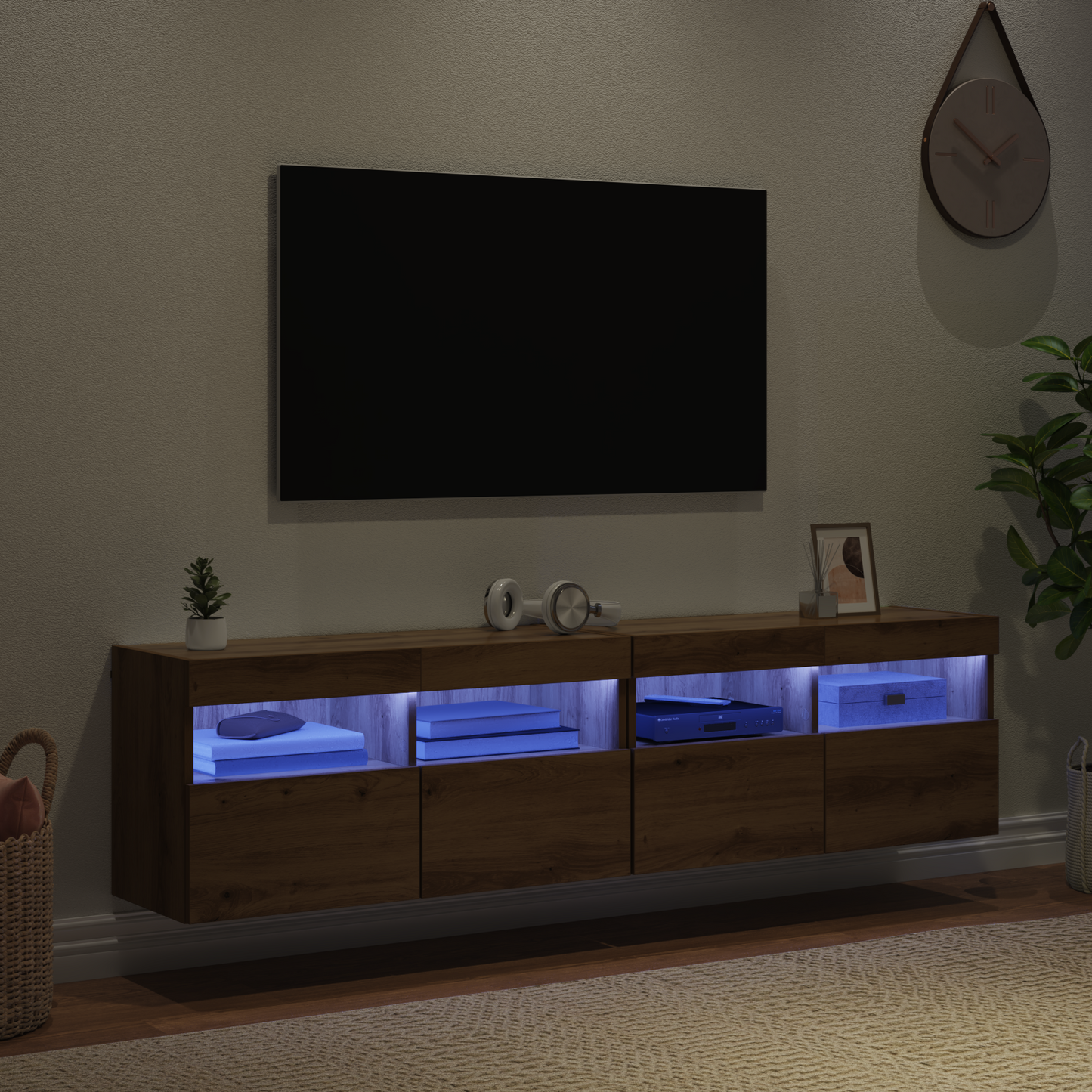 TV Wall Cabinets with LED 2 pcs Artisan Oak 80 x 30 x 40 cm