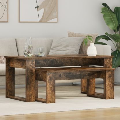 Coffee Table Set 2 pcs Smoked Oak Engineered Wood