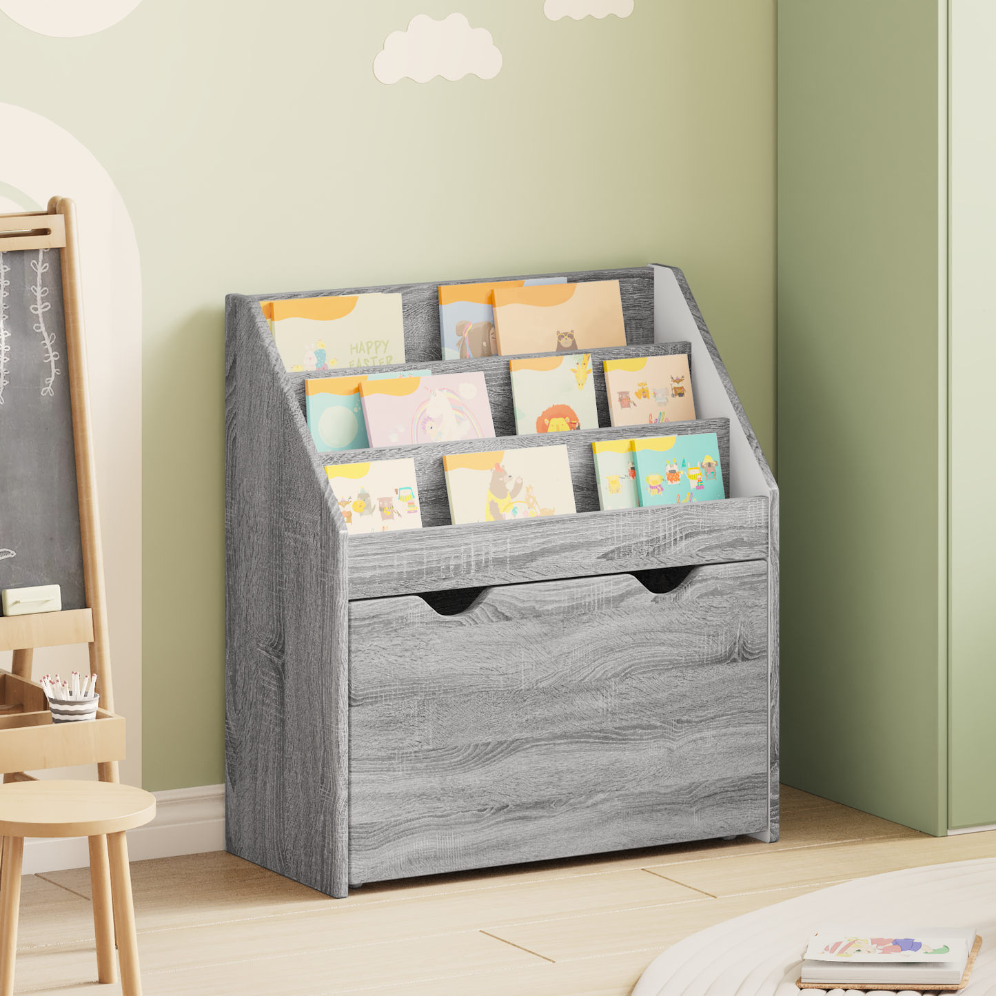 Kids Bookshelf Grey Sonoma 60 x 29.5 x 69 cm Engineered Wood