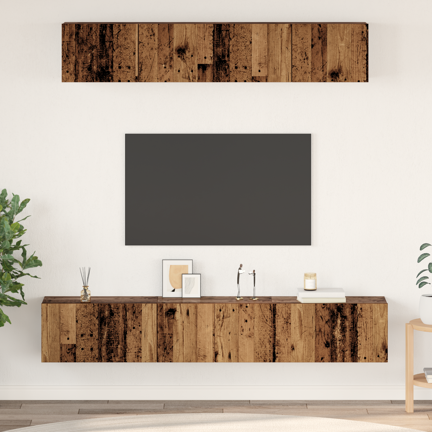 TV Cabinet Set Wall-mounted 5 pcs Old Wood Engineered Wood