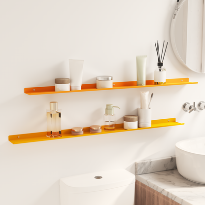 Floating Shelf 2 pcs Mustard Yellow 100 x 9 x 2.5 cm Steel