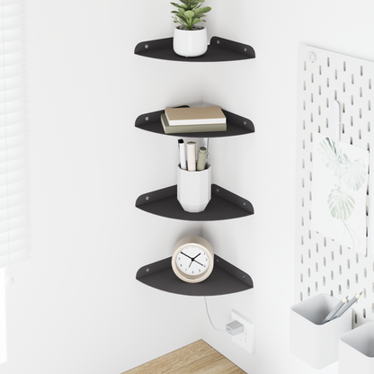 Floating Shelf with Shelf 4 pcs Black 18 x 18 x 2 cm