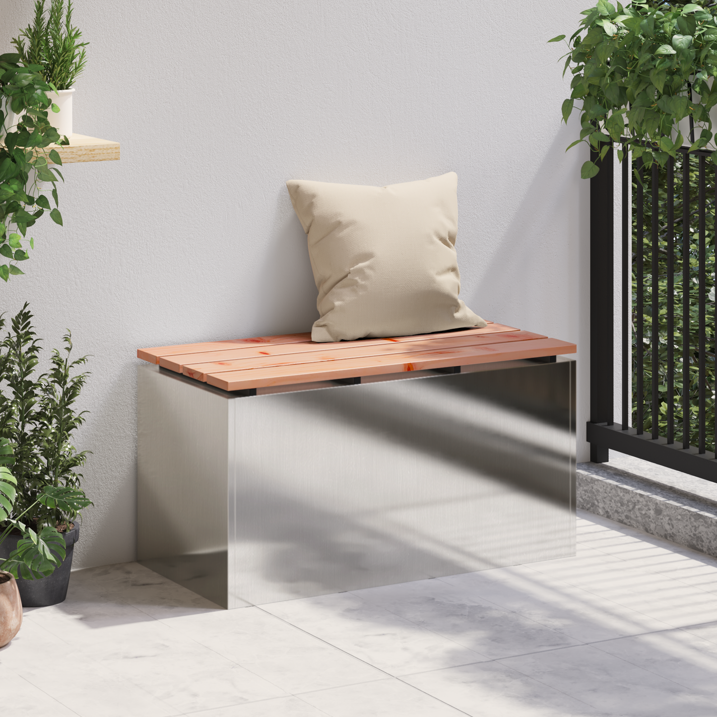 Garden Bench Silver 80 x 40 x43 cm Stainless steel