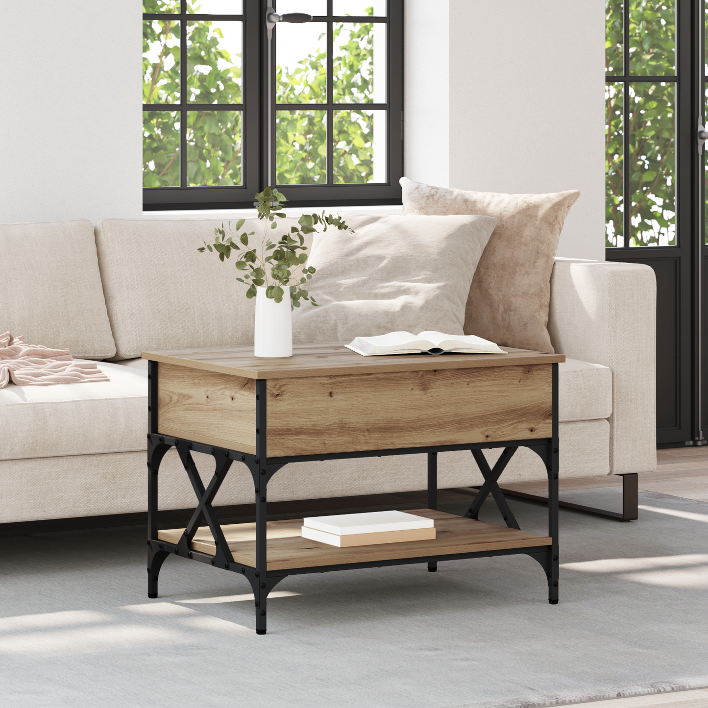 Coffee Table Artisan Oak 70 x 50 x 50 cm Engineered Wood