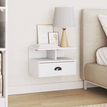 Bedside Cabinet HILL White 40 x 31 x 27 cm Solid Pine Wood