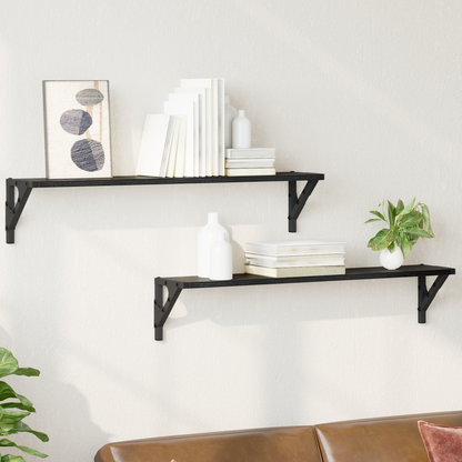 Wall Shelves 2 pcs Black Oak 80 x 15 x 15.5 cm Engineered Wood